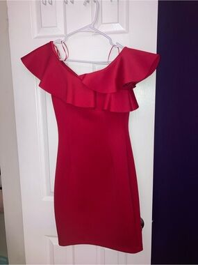 Guess Red One-Shoulder Semi-Formal/Prom Dress